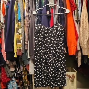 No Boundaries Black Dress with White Daisy Print